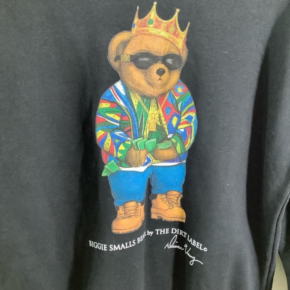 TDL Biggie Smalls Bear by The Dirt Label- Unisex Fleece Lined Sweater - Picture 4 of 5